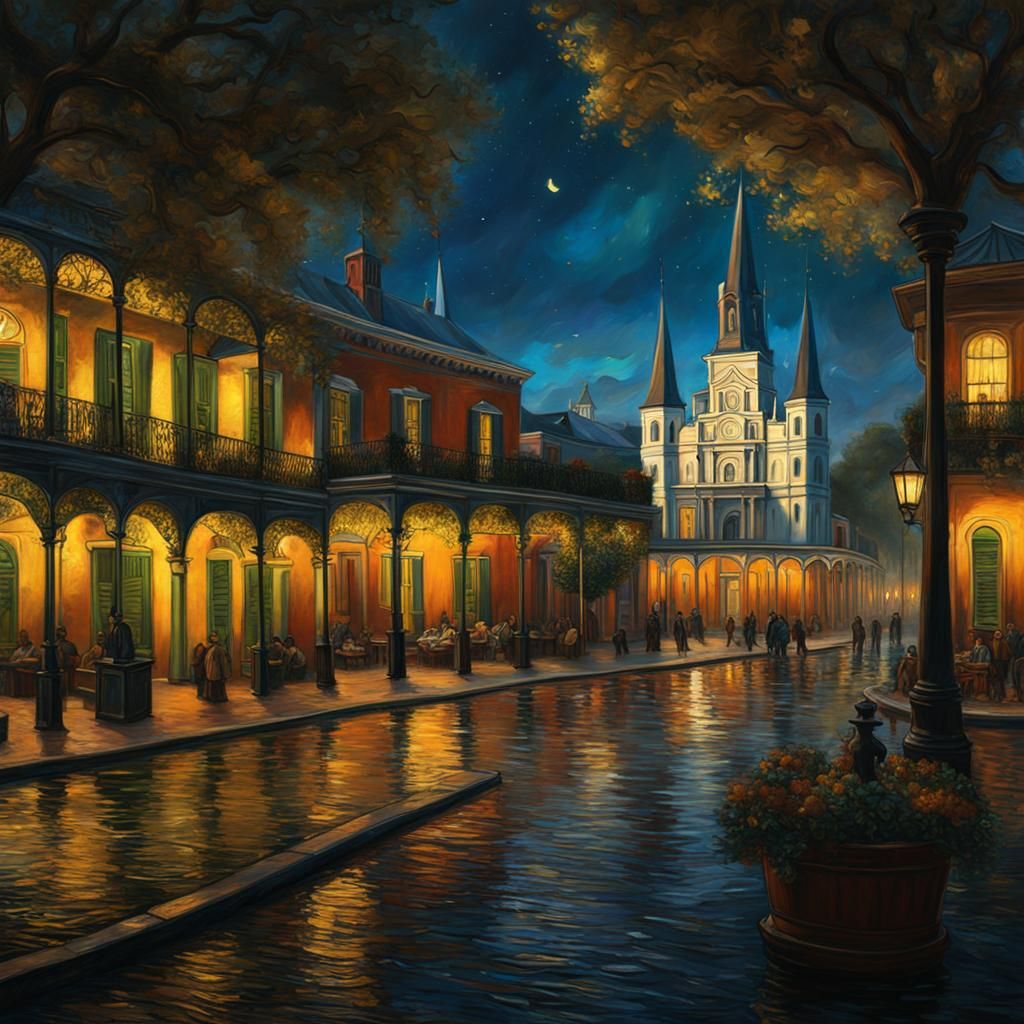 Jackson Square New Orleans as Van Gogh Painting