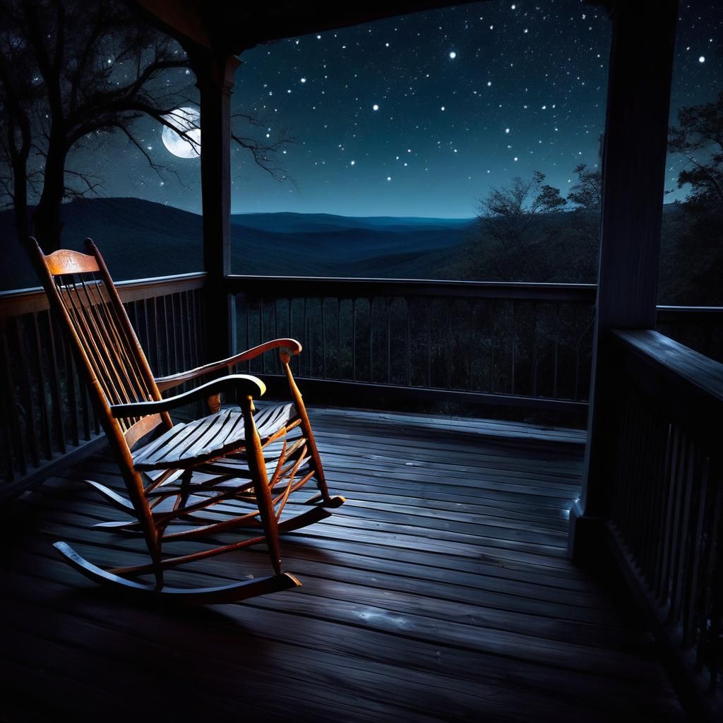 Woman in Rocking Chair: Nighttime Solitude