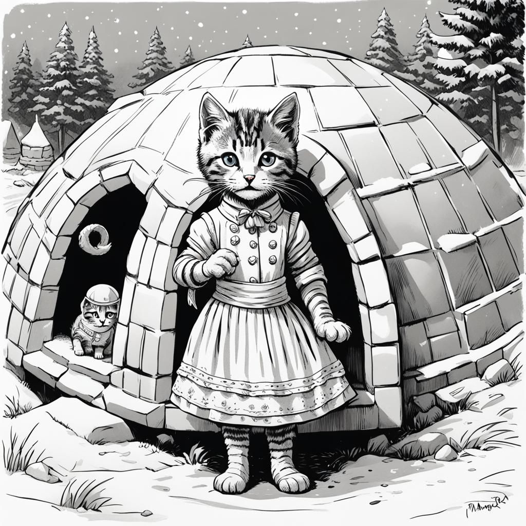 Kitten Visits Igloo: Storybook Illustration