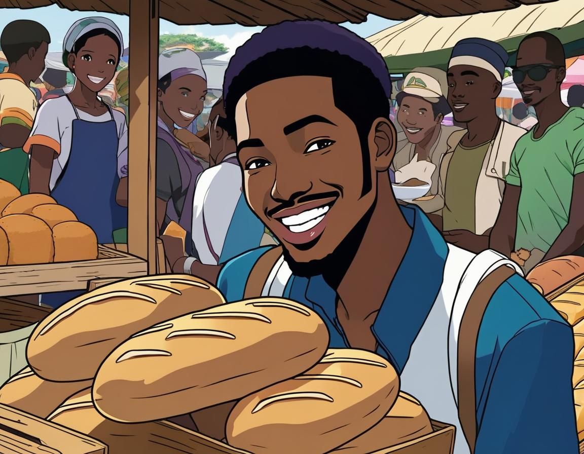 Happy Rapper Selling Bread: Anime Halloween Portrait