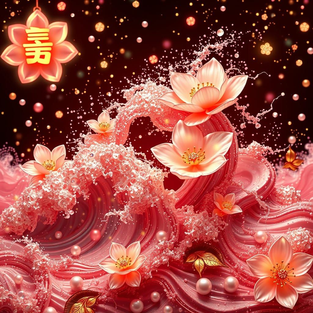 Iridescent Blooms in Neon Holographic Wonderland