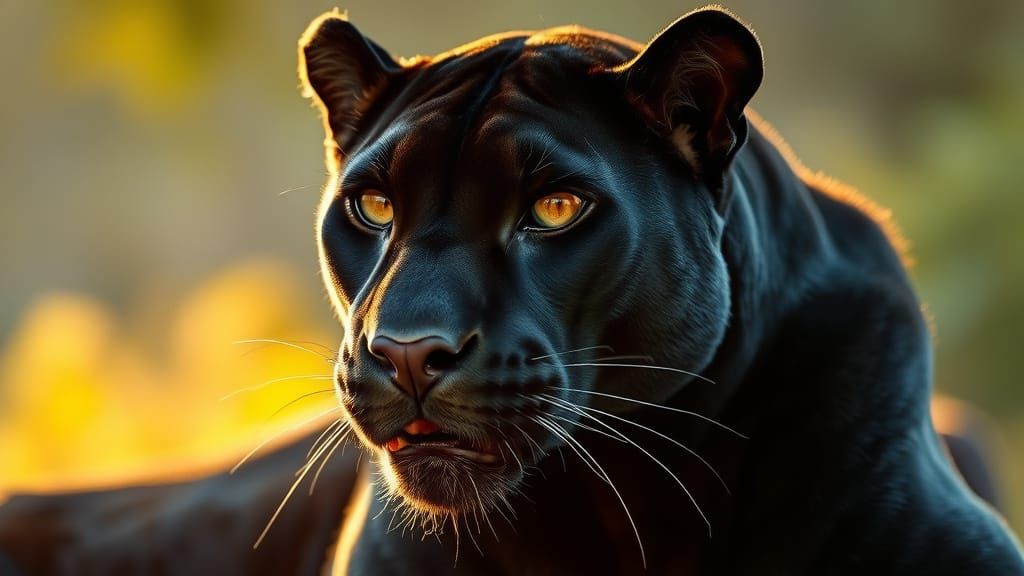Majestic Panther Basks in Warm Golden Light