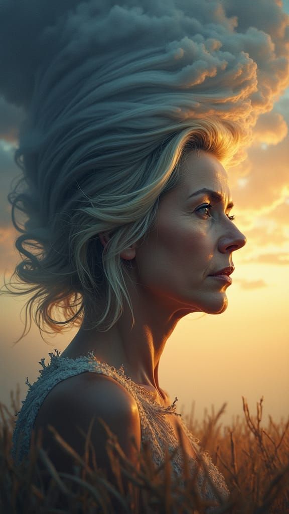 Face Merging With Tornado as Impasto Painting