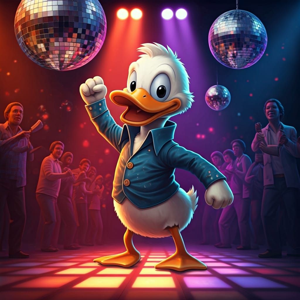 Howard the Duck Disco Dancing in Neon Colors