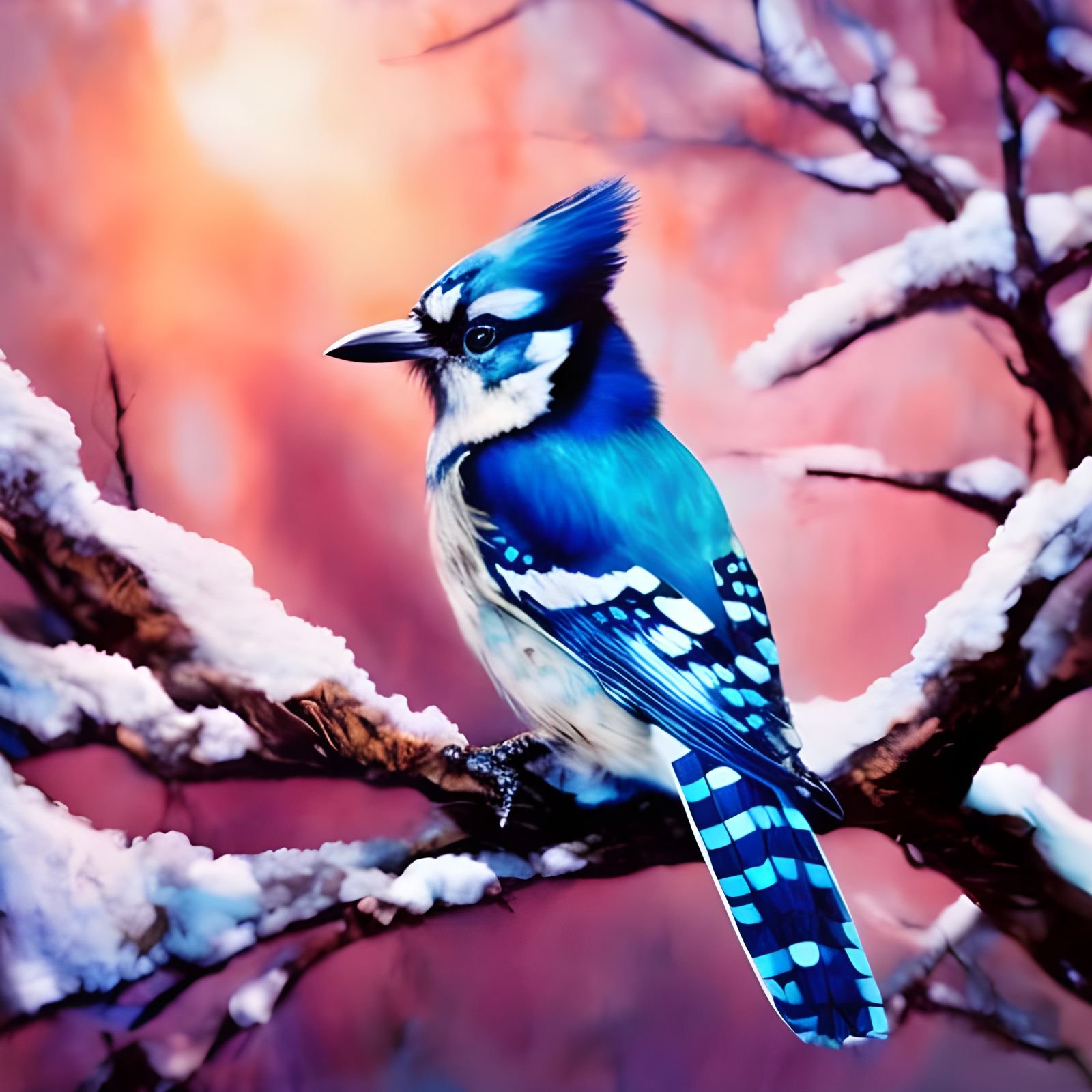 Adorable Blue Jay in Flight: Inkblot Art