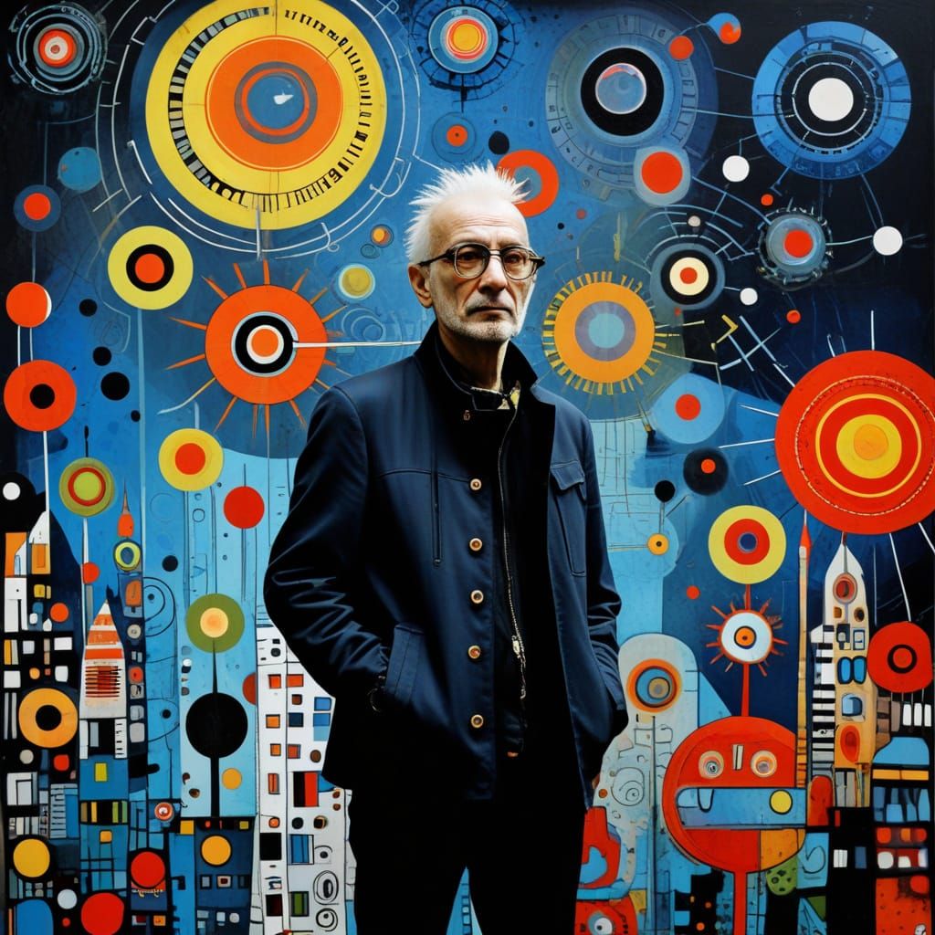 Cubist Punk Portrait in Vintage Style