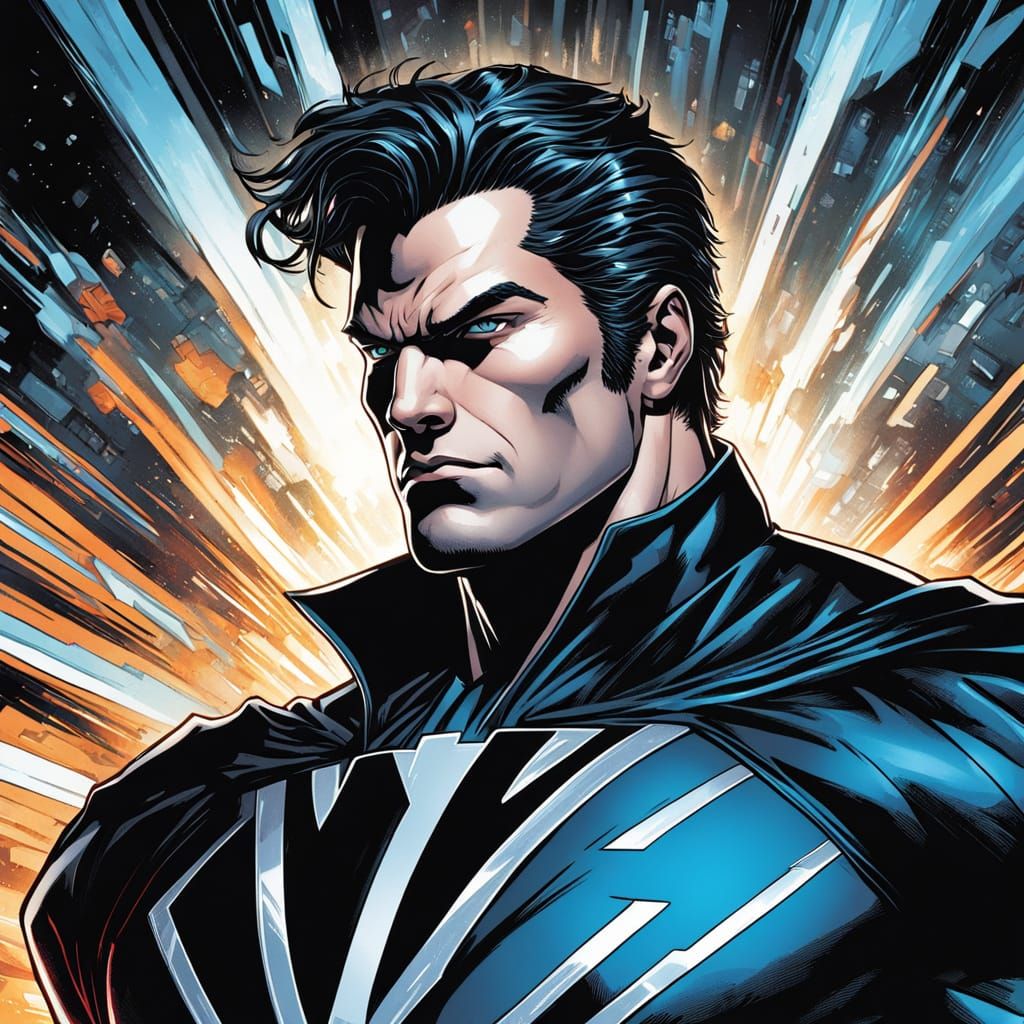 Comic Book Superhero in Dynamic Lighting