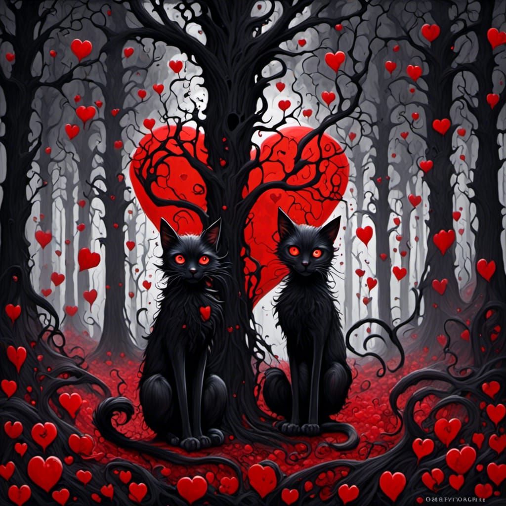 <lora:Darkling Valentine:1.0> Dark Valentine Cats
