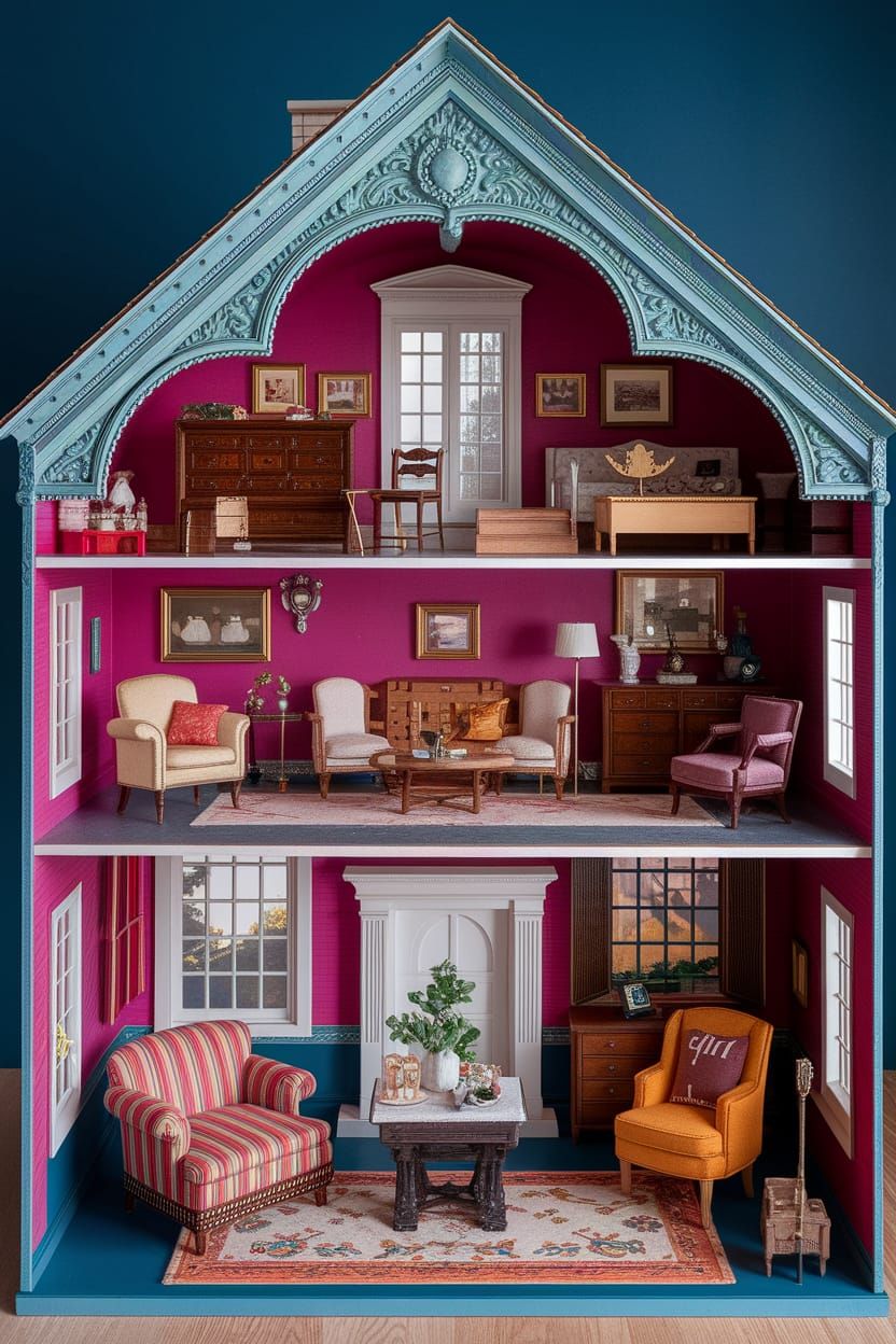 Intricately Detailed Dollhouse Interior Design