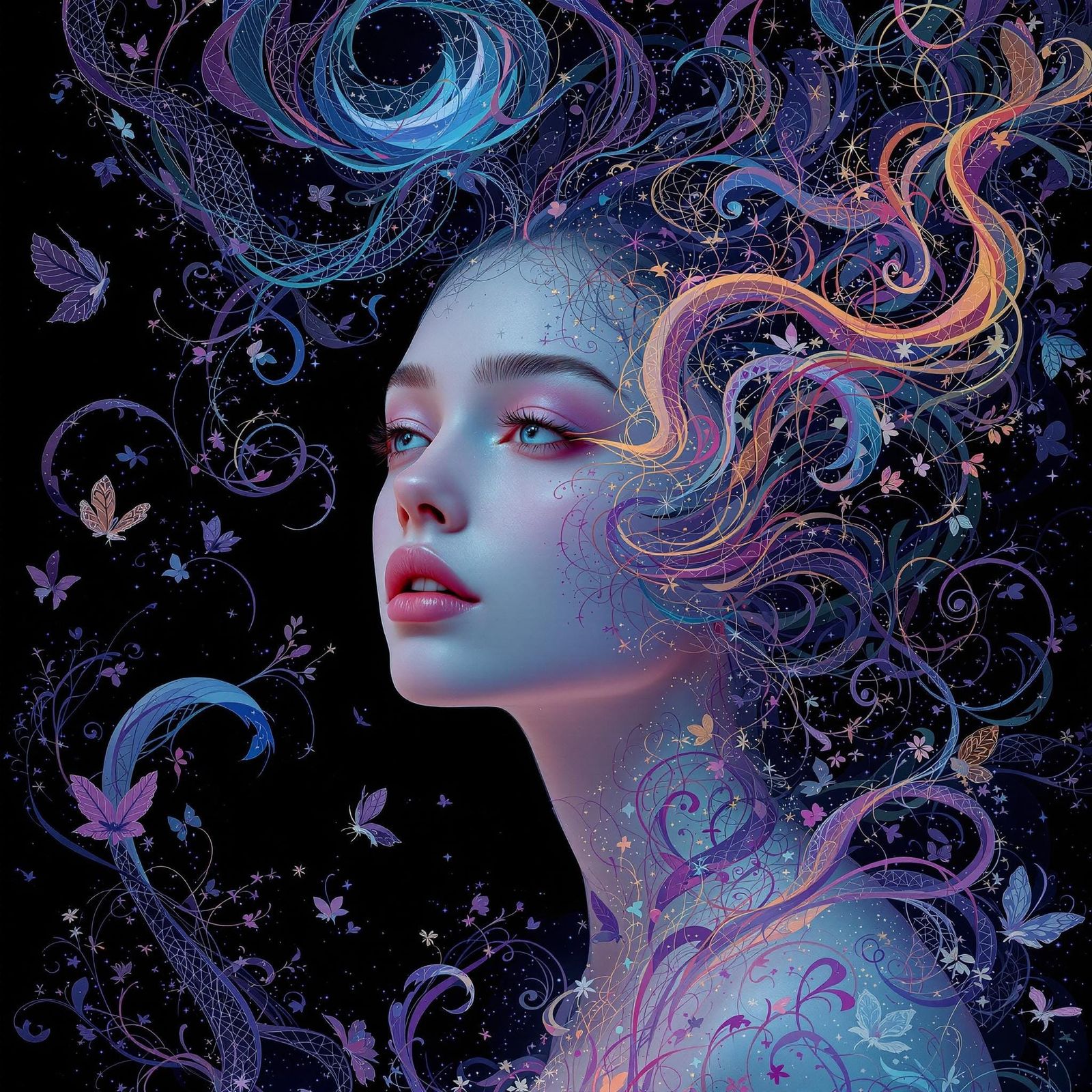 Mystical Girl in a Dreamlike Realm