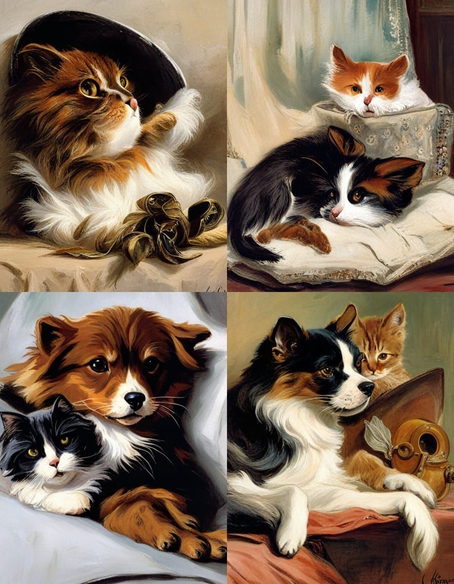 Domestic Animals in the Style of Ronner-Knip