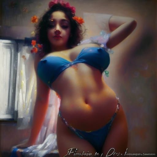 Girl's Warm Smile at Burning Man, in Daeni Style