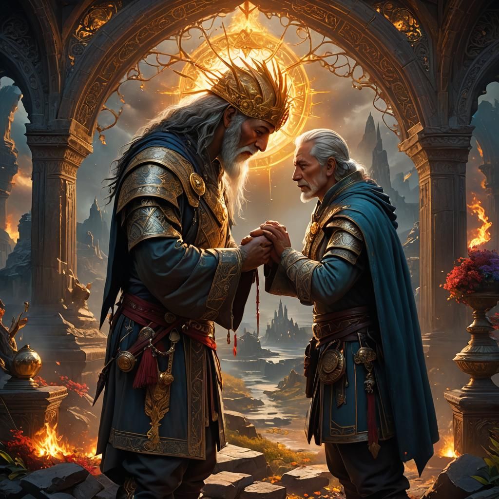 Scholar and Foe Embrace: Forgiveness in Matte Painting