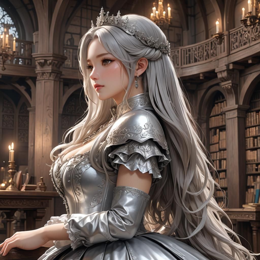 Curvy Princess in Medieval Study: 3D Anime Art