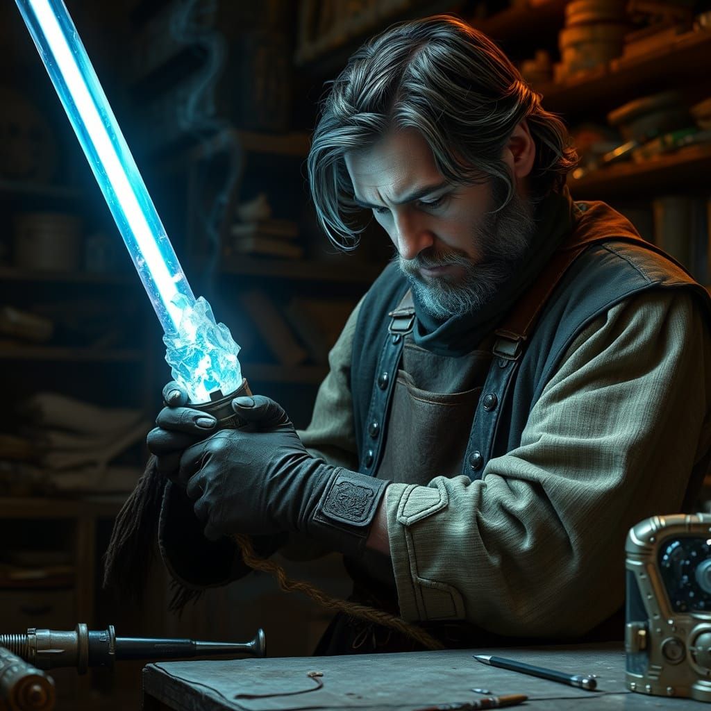 A Jedi Craftsman Constructs a Powerful Lightsaber