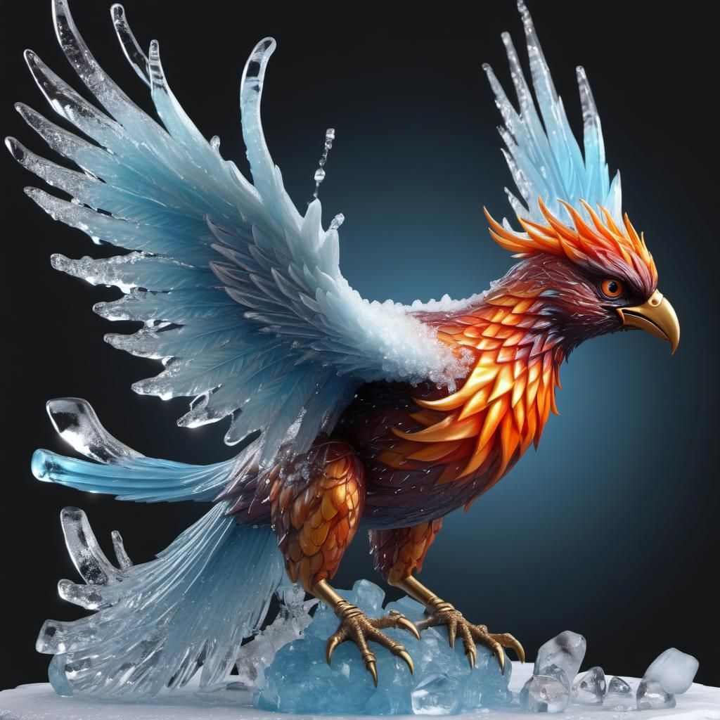 Photorealistic Firebird Phoenix of Ice and Magic