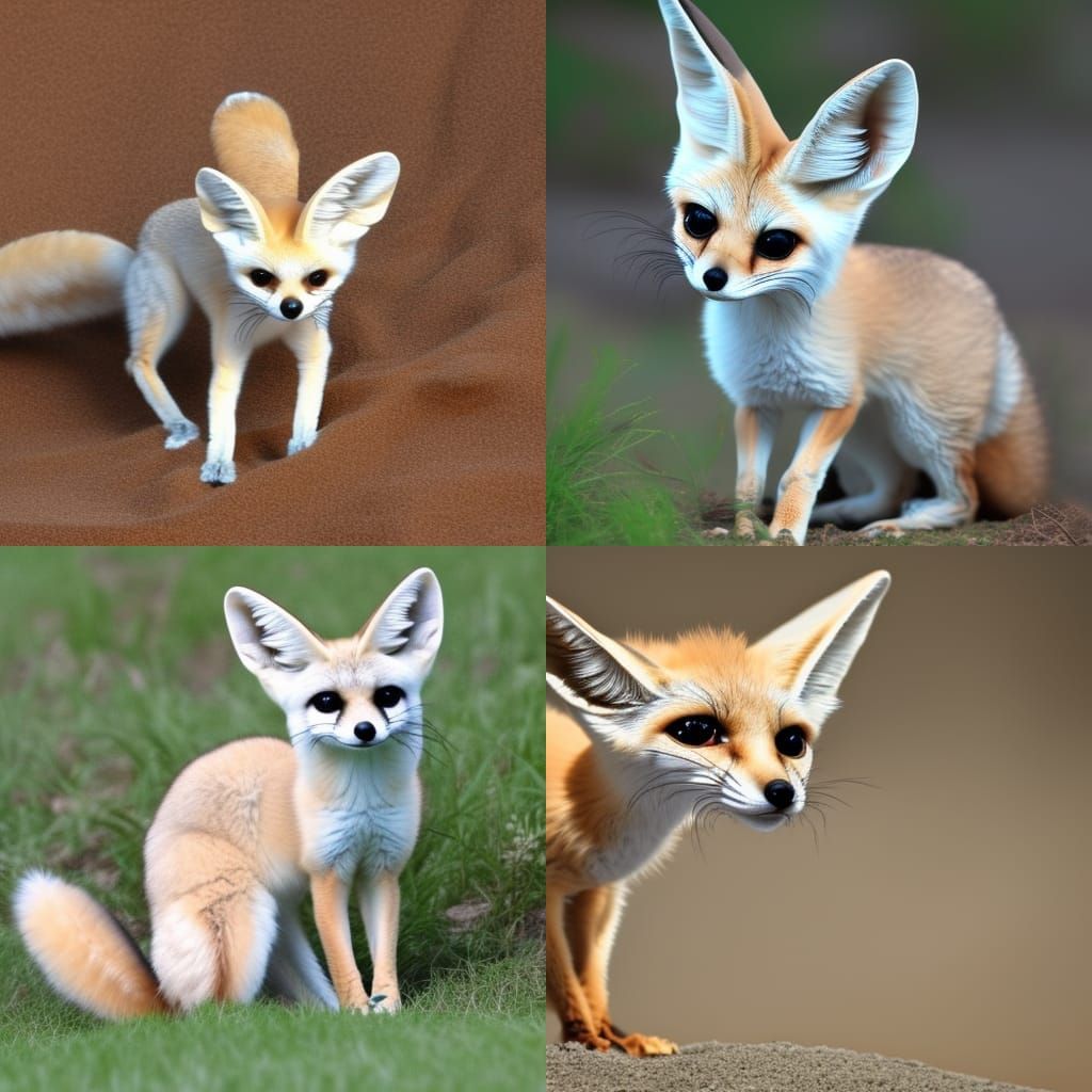 Adorable Four-Tailed Fennec Fox Cartoon