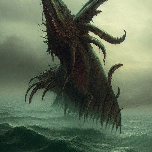 Sea Monster Attack in Horror Style