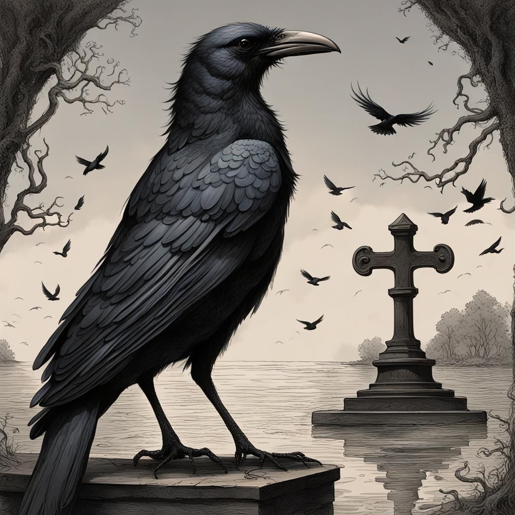 Detailed Raven Matte Painting in Unreal Engine