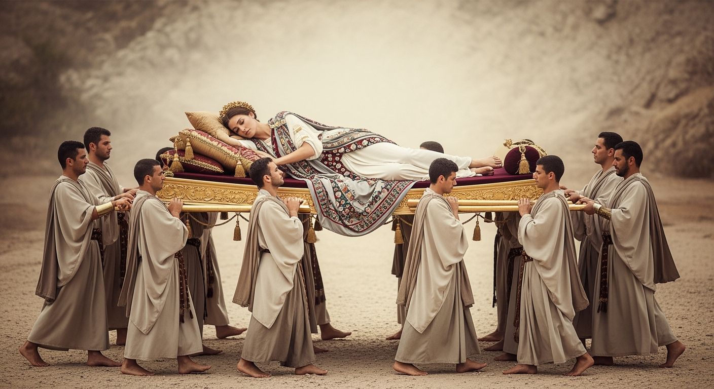 Roman Empress on Gold Litter in Professional Photo Style