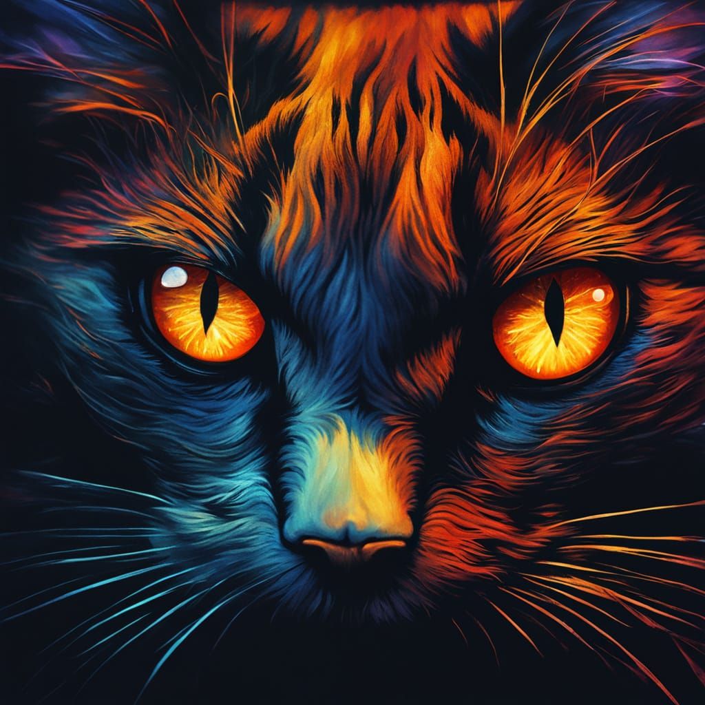 Surreal Cat-Eyed Woman: An Oil Painting Close-Up