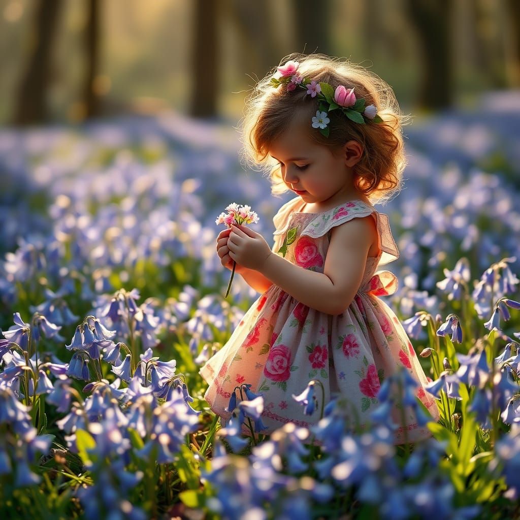 Whimsical Forest Blooms in Dreamy Matte Painting Style