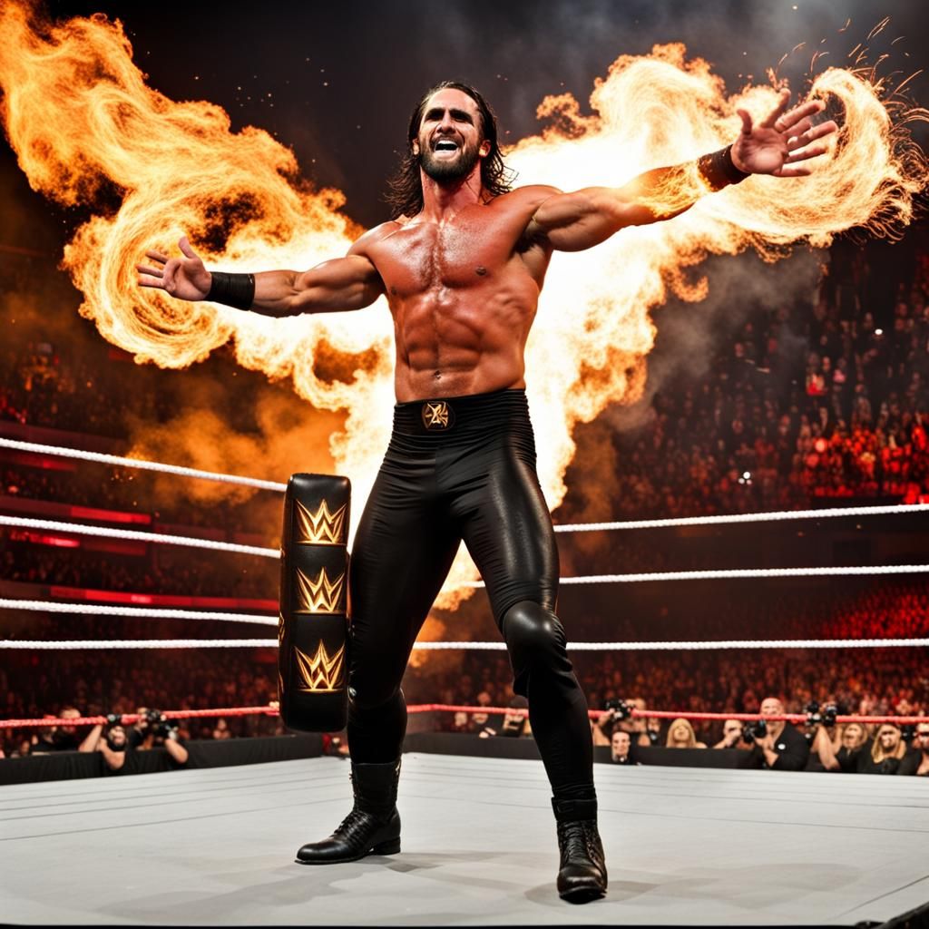 Wrestler Dances in a Ring of Fire