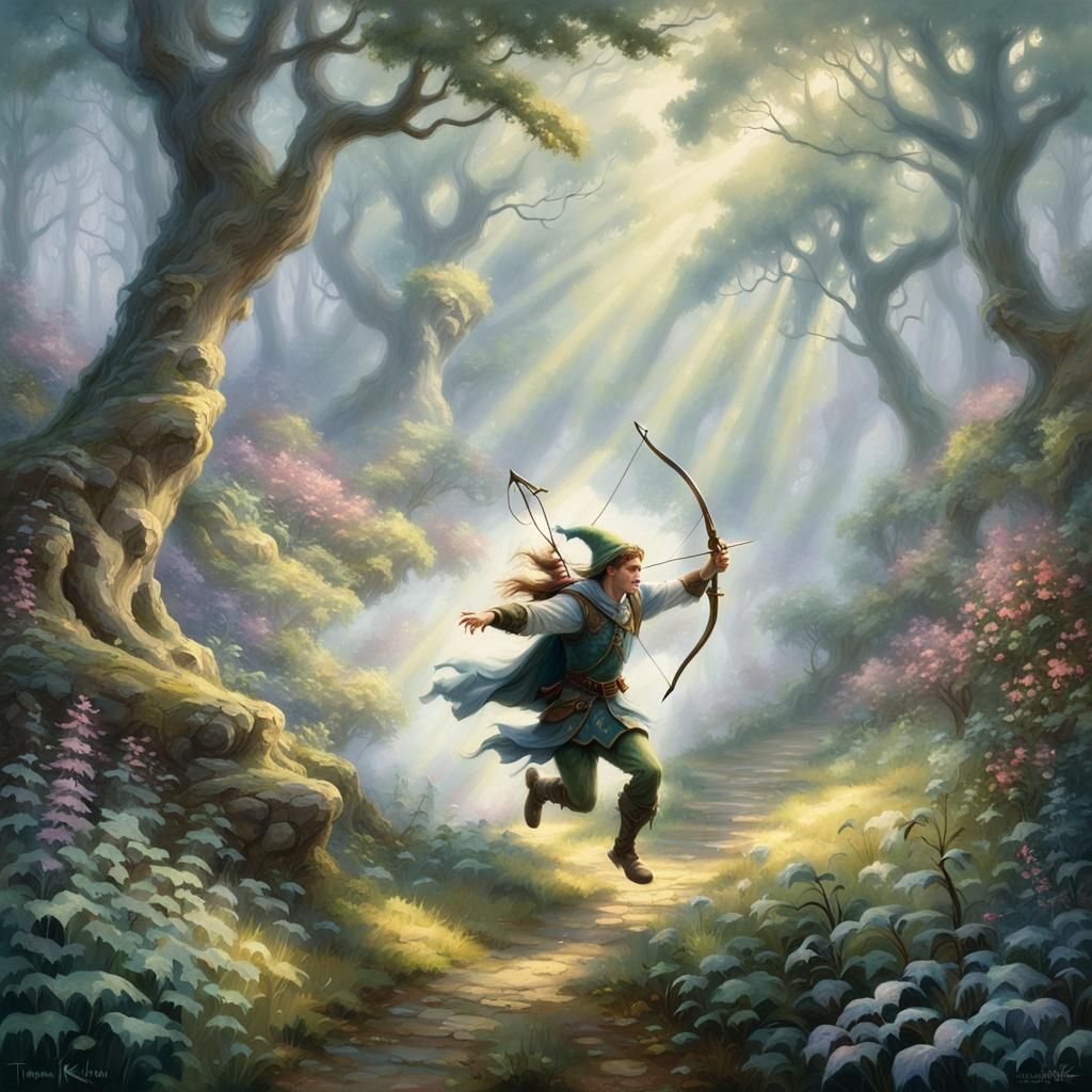 Mythical Elf Archer in Ethereal Forest