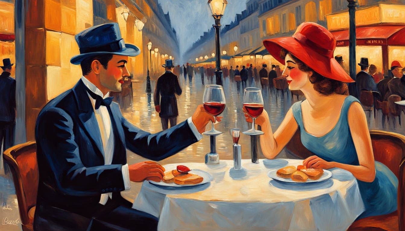 Romantic Parisian Evening in Blue Period Style