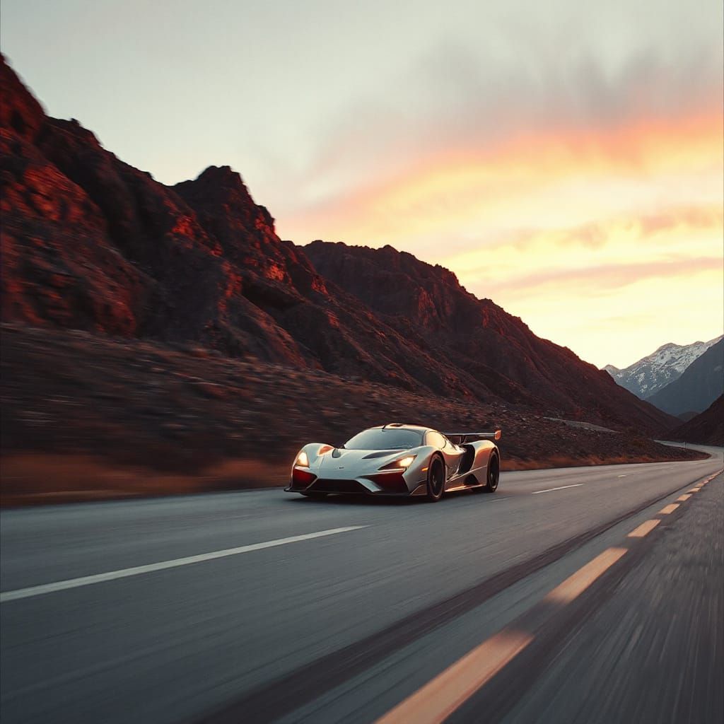 Hypercar Speeding Through Red Mountain World