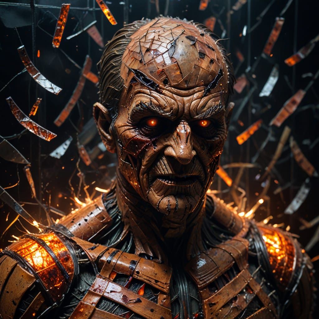 Dark Gothic Portrait of Freddy Krueger in Mosaic