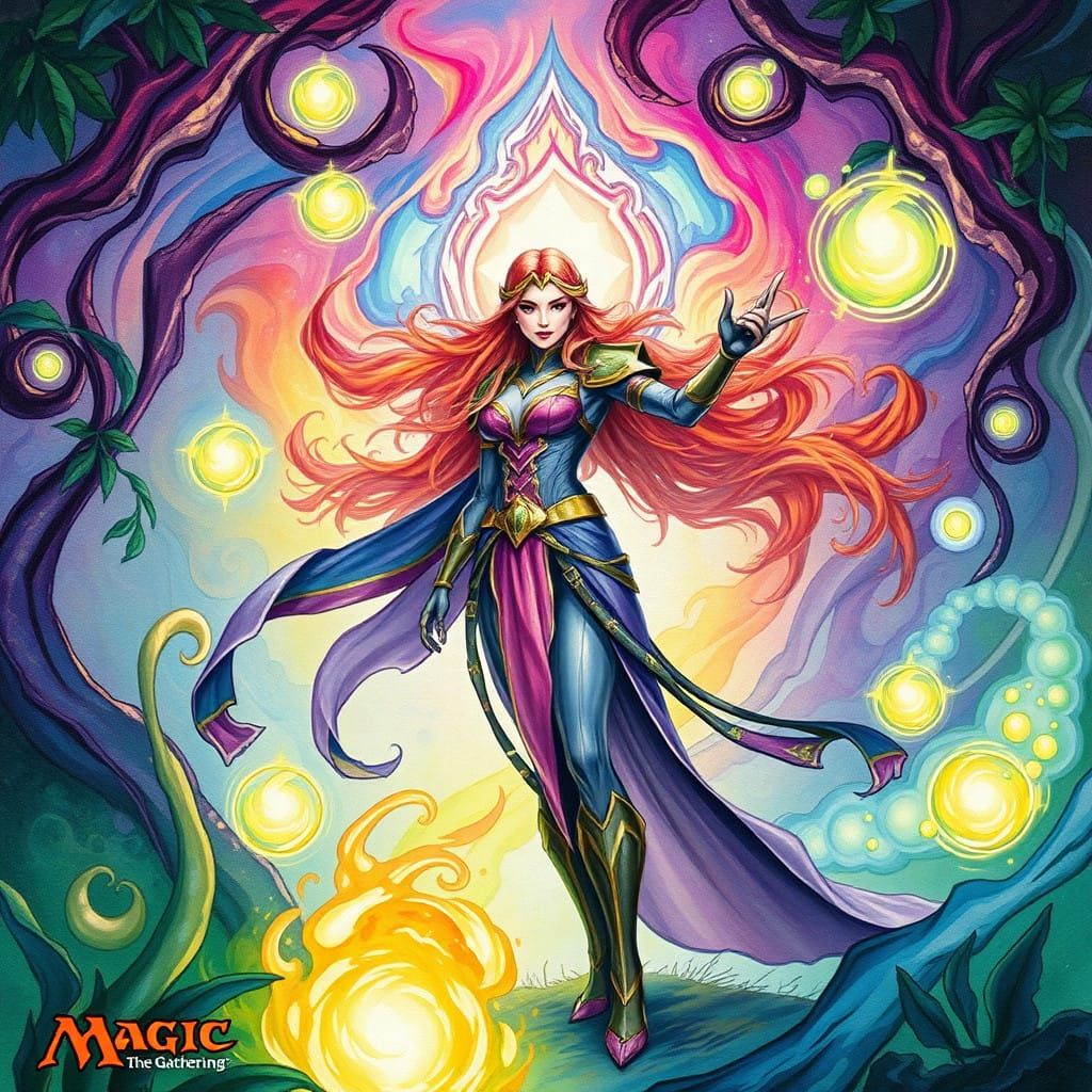 Empowered Female Planeswalker in a Dreamlike World