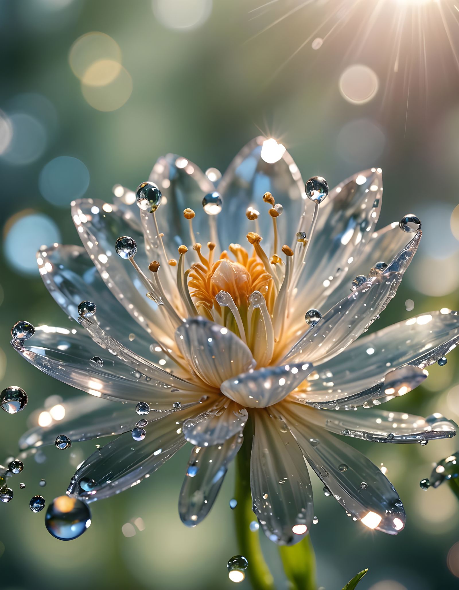 Diamond Flower with Water Drop