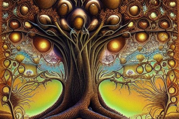 Tree of Life: Art Nouveau Botanical Fractal