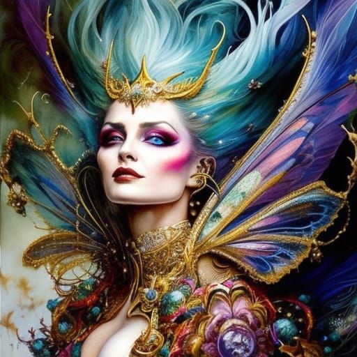 Badass Evil Fairy Queen Portrait in Fractal Style