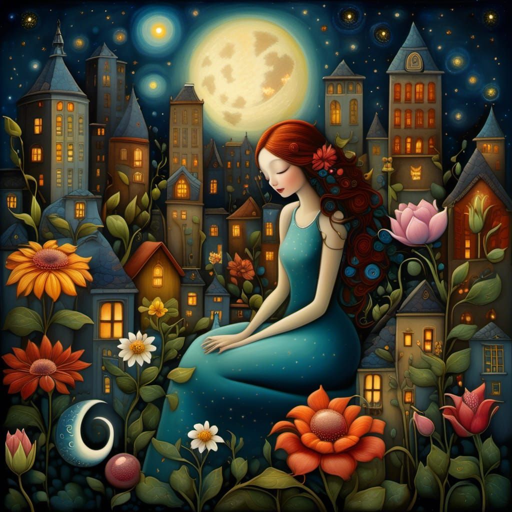 Rooftop Garden in Manhattan: A Fantasy Digital Painting