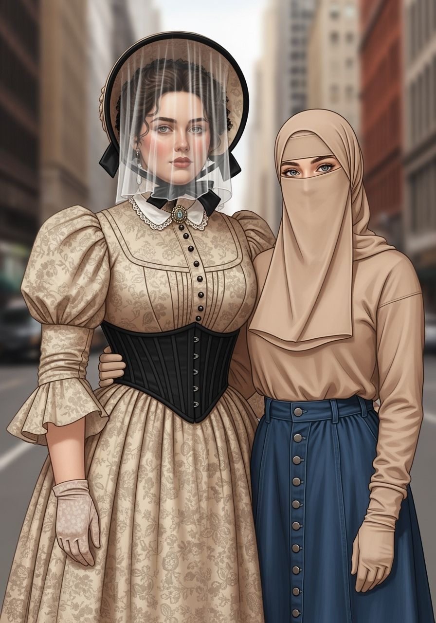 Victorian Woman with Friend in Impressionist Style