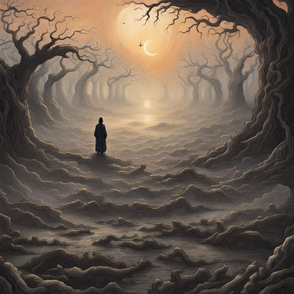 Death Landscape with Text in Detailed Matte Painting