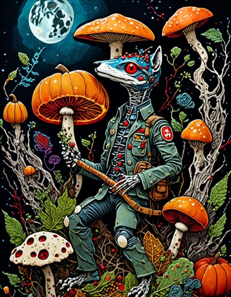 Witchy GI Joe Figure in Alcohol Ink Style