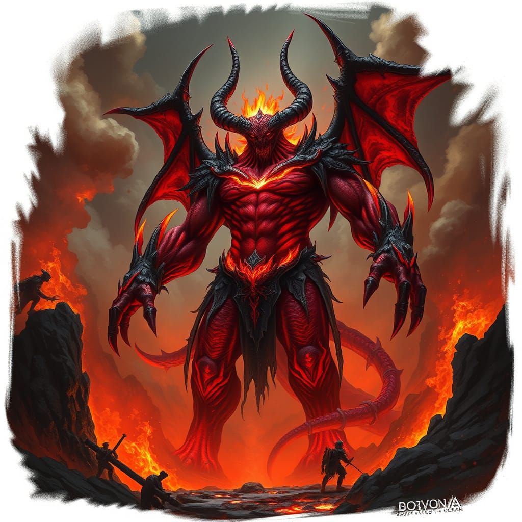 The giant fiery Balor Lord, Wendonai, in the Demonweb Pits