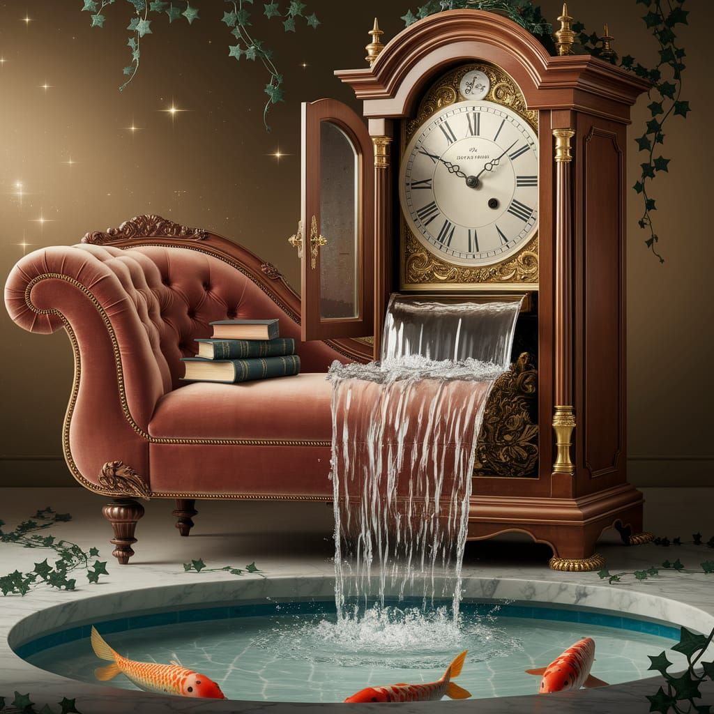 Magical Waterfall Clock Reveals Tranquil Sanctuary