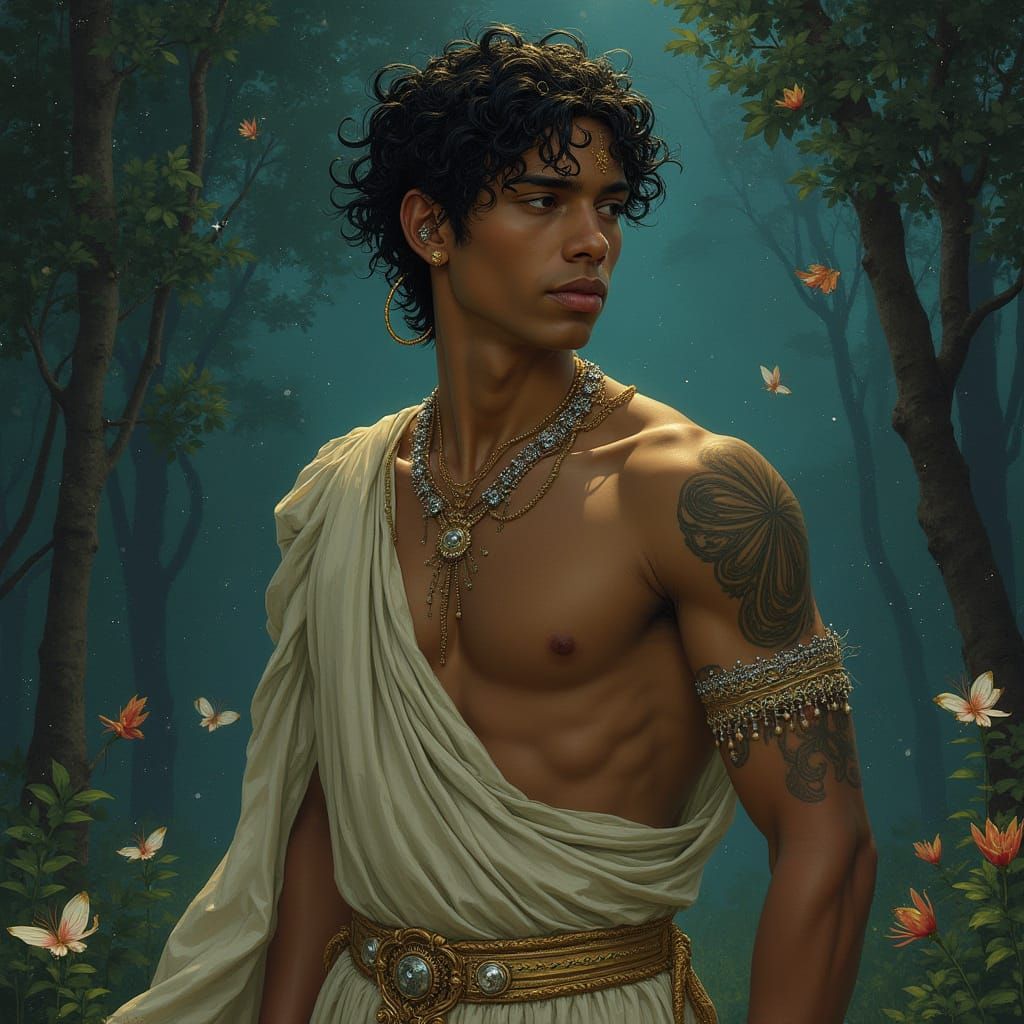 Oberon: Youthful Fairy King in Art Nouveau Style