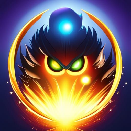 Emerald Phoenix Eye in Synthwave Neon Retro Style