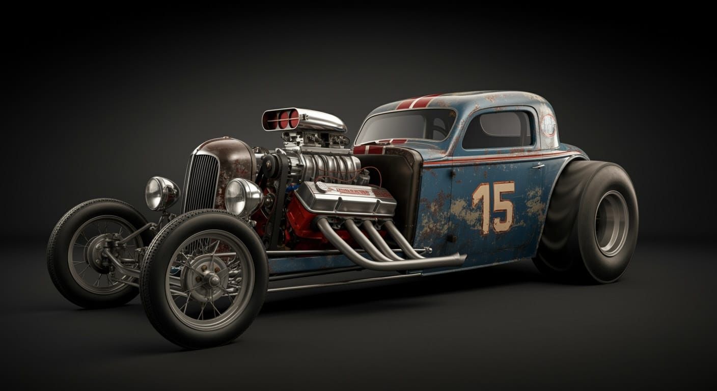 Vintage Dragster in WW2 British Industrial Style with Classi...