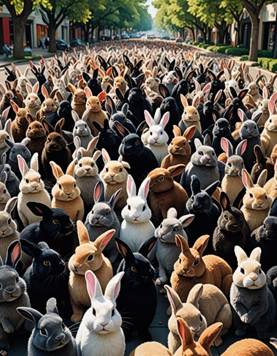 Joyful Bunny Rabbits in Maximalist Style