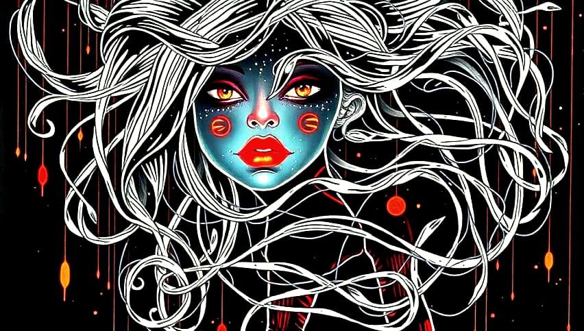 Surreal Lilith Figure in Expressive Ink and Charcoal Art