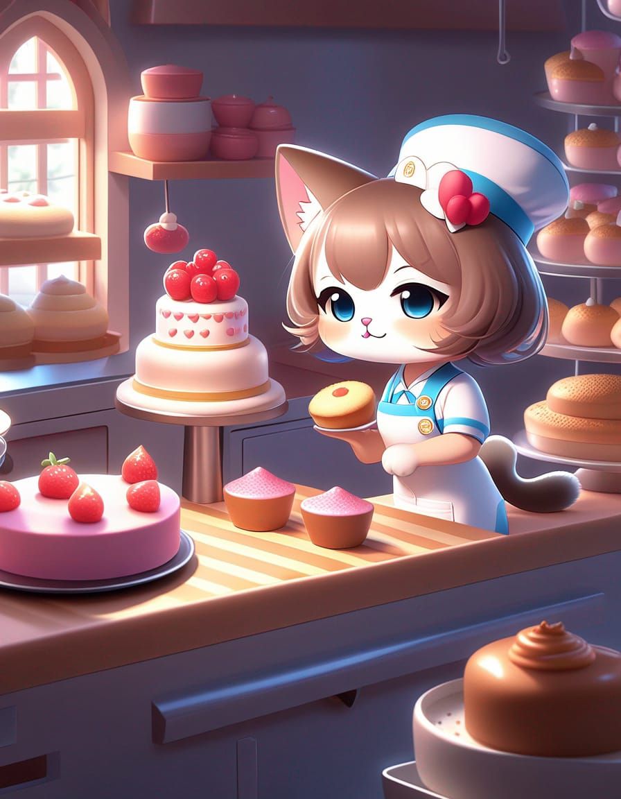 Cute Kawaii Cat Baker