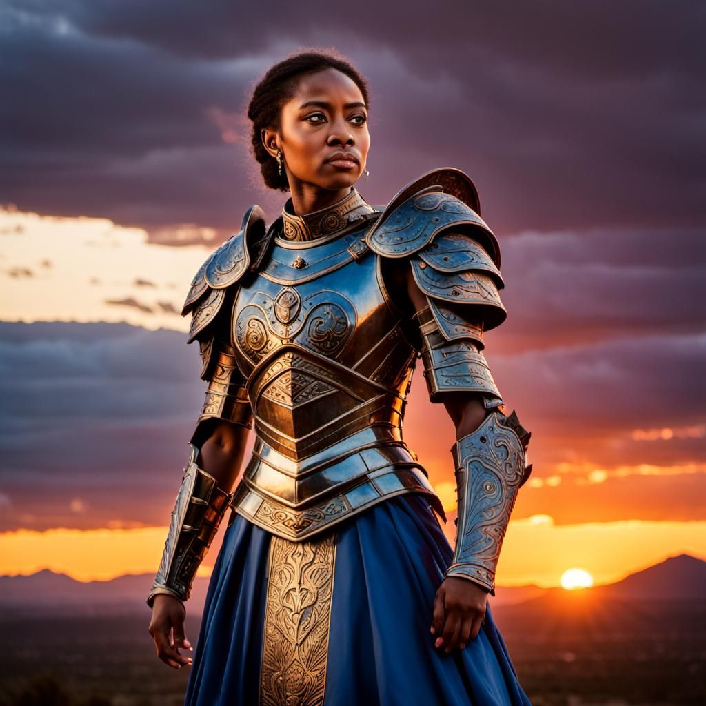 Fierce Woman Leader in Armor: 3D Digital Art