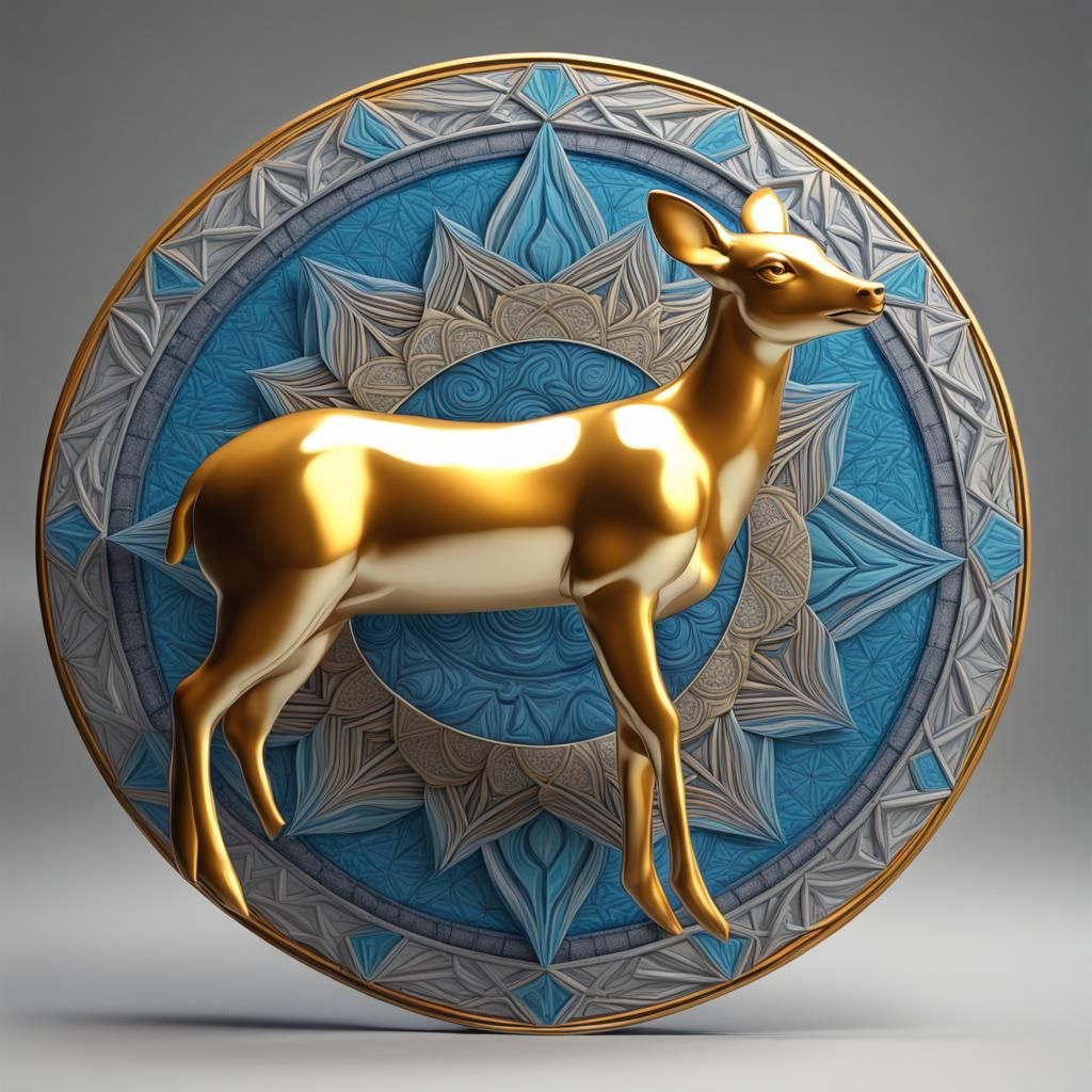 Golden Doe on Forest Path in Detailed Matte Painting