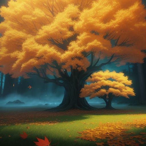 Fantasy Flying Trees in Golden Light, Pixar Style